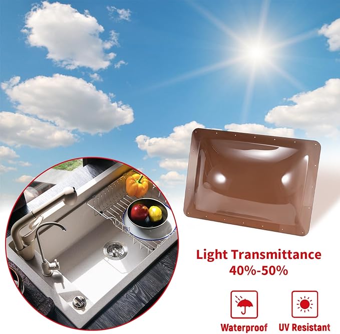 SL1422 RV Skylight Replacement,18" x 26" Camper Skylight fits Standard 14" x 22" Openings 16" x 26" Overall,RV Shower Bathroom Skylight Cover - SL1422S(Smoke)
