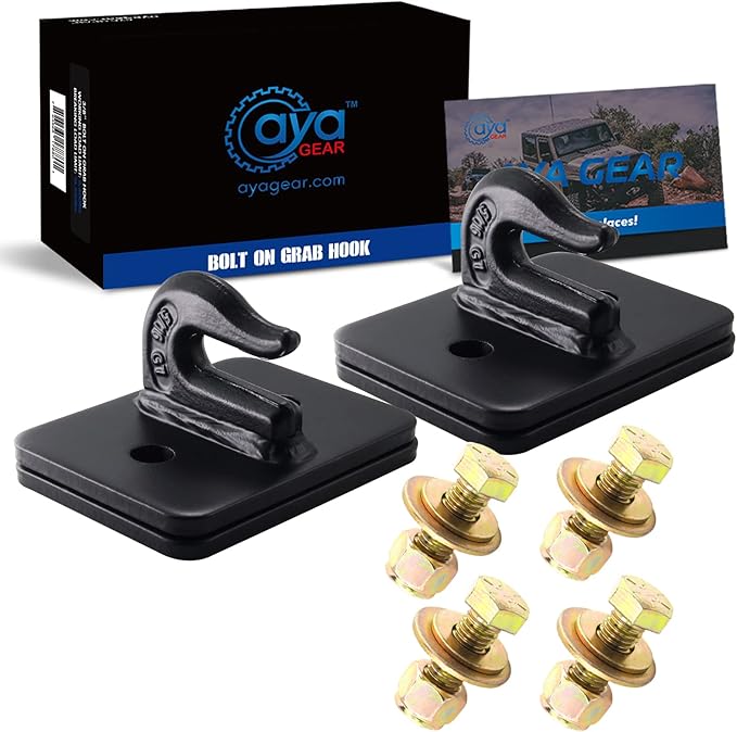 5/16-in Bolt On Grab Hook Mount with Backer Plate Grab Hook 70 Forged Steel Tow Hook Work Well for Loader, Tractor Bucket, RV, UTV,Truck (Black)