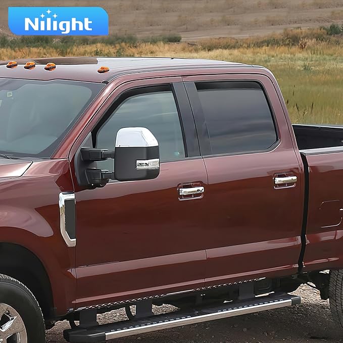Nilight Vent Window Visors for Ford F250 F350 F450 F550 Super Duty Crew Cab 2017 2018 2019 2020 2021 2022 2023 2024, in-Channel Rain Guards, Original Window Deflectors-4PCS