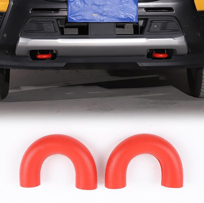 Car Tow Hook Protective Cover Compatible with Ford Ranger 2023-2025 Rubber Front Bumper Tow Ring Pull Ring Protective Case Trailer Pull Ring Trim Cover Exterior Accessories Tow Hook Covers (Red)