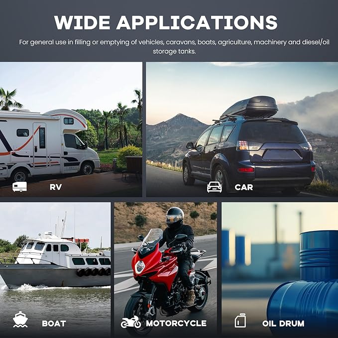 12V DC Gasoline Fuel Pump Kit, Self-priming Fuel Transfer Pump, Reversible Pumping, Overheat Protection, Explosion-proof, Suitable for Gasoline, Diesel, Mineral Oil, Kerosene