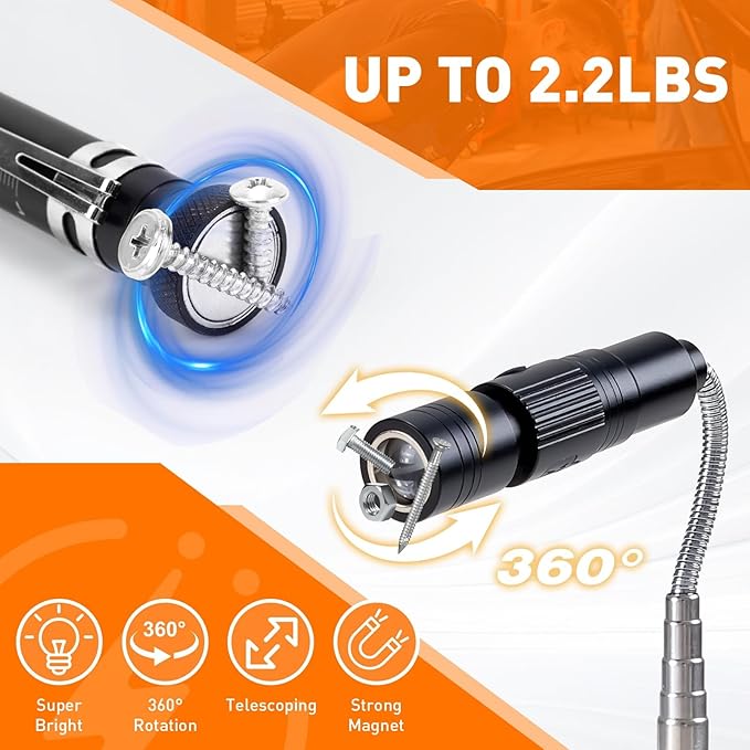 Gifts for Him, Rechargeable Magnetic Pickup Tool, Telescoping Magnetic Flashlight Pick Up Tool, Christmas Stocking Stuffers for Men Adults, Cool Gadgets Birthday Gifts for Men, Husband, Boyfriend