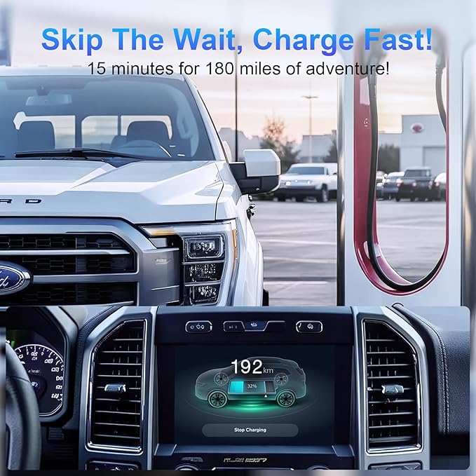 NACS to CCS1 Adapter, 2025 Upgraded 500A/1000V DC 250KW for Tesla Supercharger Adapter for Ford Mustang Mach-E/F-150 Lightning, Rivian, GM, Volvo and Polestar EVs