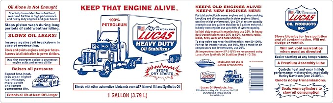 Lucas Oil 10002 Heavy Duty Oil Stabilizer - 1 Gallon (Pack of 4)