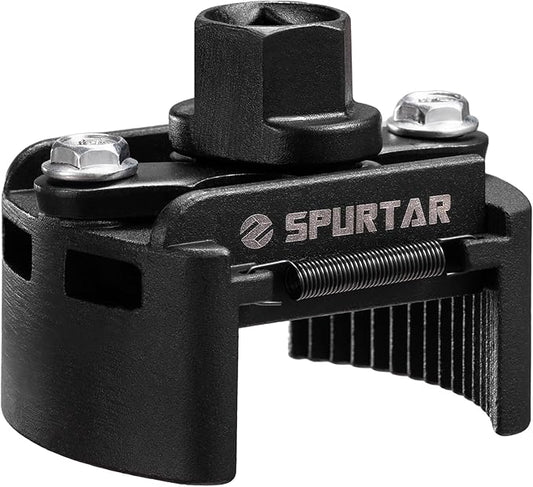 Spurtar Adjustable Oil Filter Wrench 2-3/8 to 3-1/8 inch 60-80mm Universal Oil Filter Removal Tool 1/2'' Drive Two-Way Cap Oil Filter Tool for Engine Filters, Conduit, & Fittings