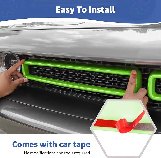 for Challenger Grille Insets Trim Cover Fit for Dodge Challenger 2015-2023 Green Exterior Accessories 2pcs