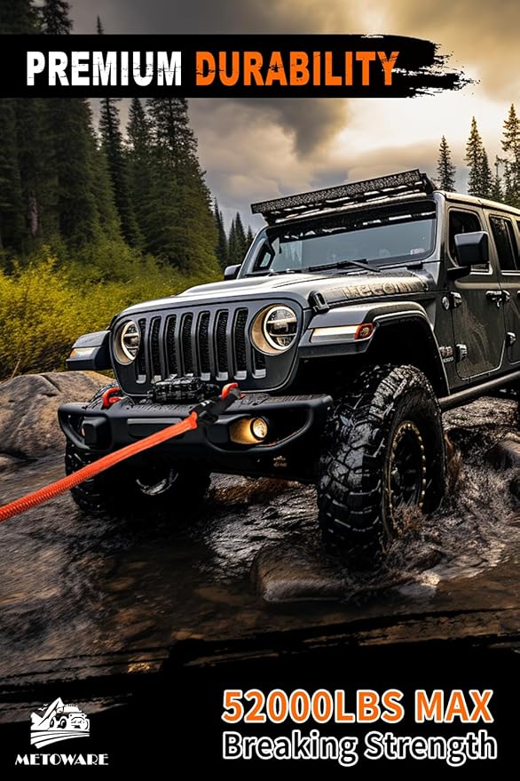 METOWARE Kinetic Recovery Rope (1’’ x 10ft) Offroad Tow Kit with 1/2inch x 22 Inch Soft Shackles，Heavy Duty Offroad Recovery Kit for UTV, ATV, Truck, Car