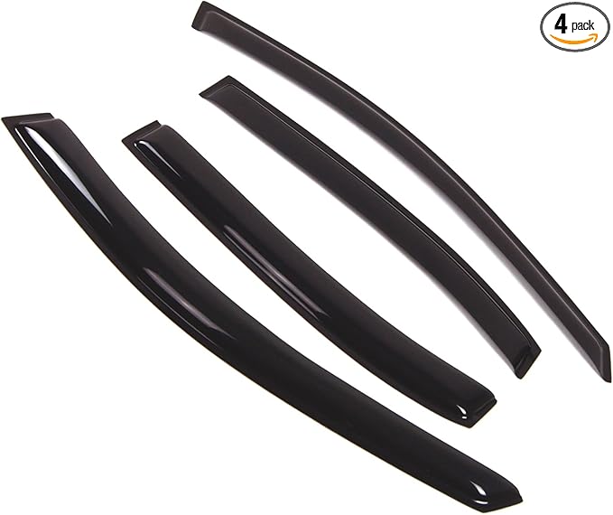 TuningPros Outside Mount Window Vent Visors Rain Guards Compatible with Hyundai Sonata 2006-2010 | Side Window Wind Deflectors Rain Shields | Smoke Tinted, 4 Pcs Set, DGWV-259