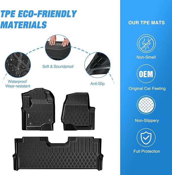 Nilight TPE Floor Mats for Ford F250 F350 F450 F550 Super Duty Crew Cab Bucket Seat 2017 2018 2019 2020 2021 2022 2023 2024 2025 All Weather Custom Fit Heavy Duty Floor Liners