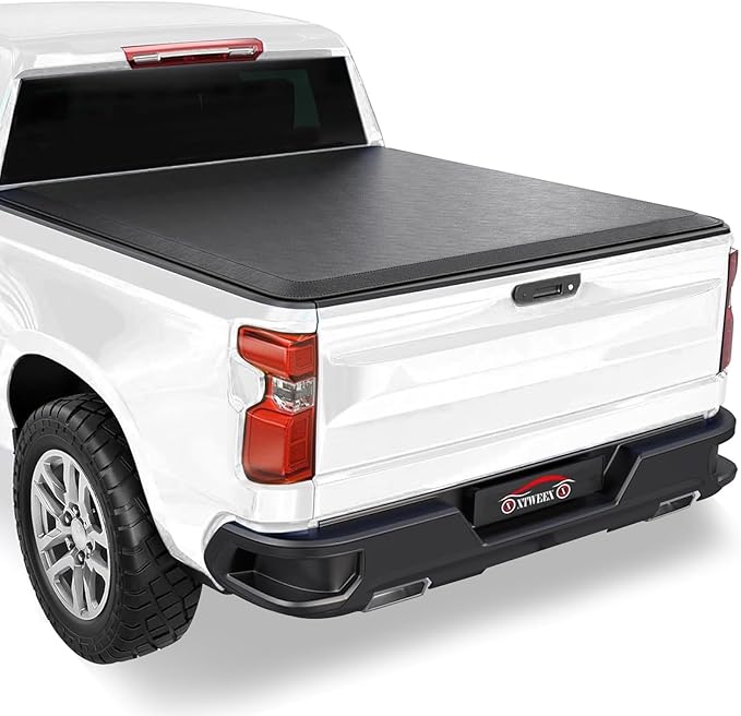 Soft Tri-fold Truck Bed Tonneau Cover Compatible with 5.8 FT for 2007-2018 Chevy Silverado/GMC Sierra 1500 Fleetside 5.8 Feet Bed w/o Multi-Flex Tailgate