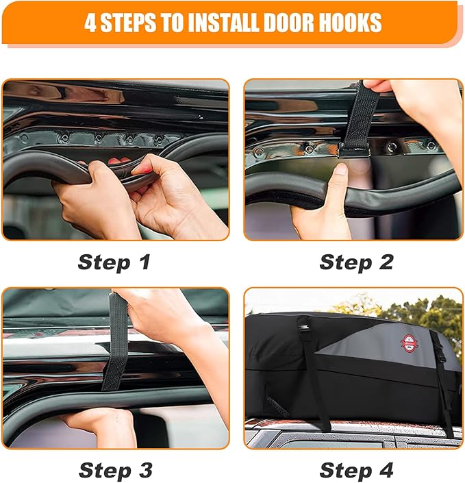 Sailnovo Car Rooftop Cargo Carrier Roof Bag, 15 Cubic feet Waterproof Roof Cargo Carrier fit car with/Without Luggage Rack - Vehicle Soft Shell Roof Cargo Box with Tie-Down Strap, Safety Hook