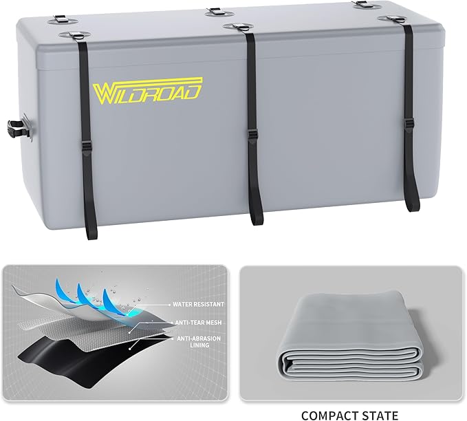 WILDROAD Hitch Cargo Carrier Bag 100% Waterproof 58.5" x 22" x 25" Hitch Cargo Bag 18.2 Cubic Feet Include 6 Reinforced Straps for Truck Pickup All Vehicle