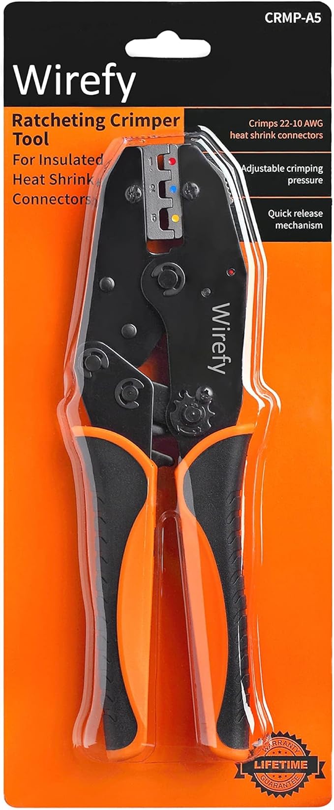 Wirefy Wire Crimping Tool for Heat Shrink 22-10 AWG | Ratcheting Wire Crimper Tool | Terminal Crimp Connectors Pliers | Connectors Crimp for Electrical Robust Terminal Connections
