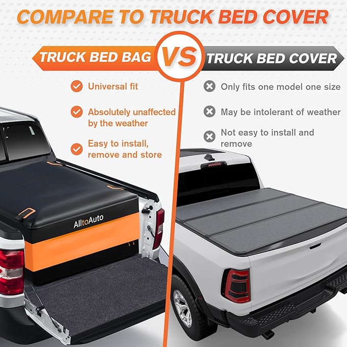 Truck Bed Cargo Bag, 26 Cubic Feet (51''x40''x22''), 100% Waterproof Heavy Duty PVC, Fits Any Truck Size, Simple and Convenient for Installation