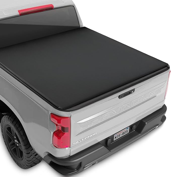 Truck Tonneau Cover for Chevy Silverado 1500 / GMC Sierra 1500 2007-2018 with 5.8 ft Bed Length, All-Weather Soft Tri-Fold Truck Bed Cover for Truck Black