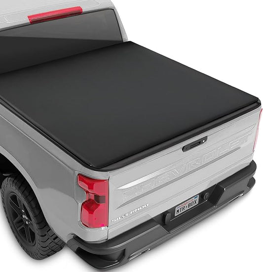 Truck Tonneau Cover for Chevy Silverado 1500 / GMC Sierra 1500 2007-2018 with 5.8 ft Bed Length, All-Weather Soft Tri-Fold Truck Bed Cover for Truck Black