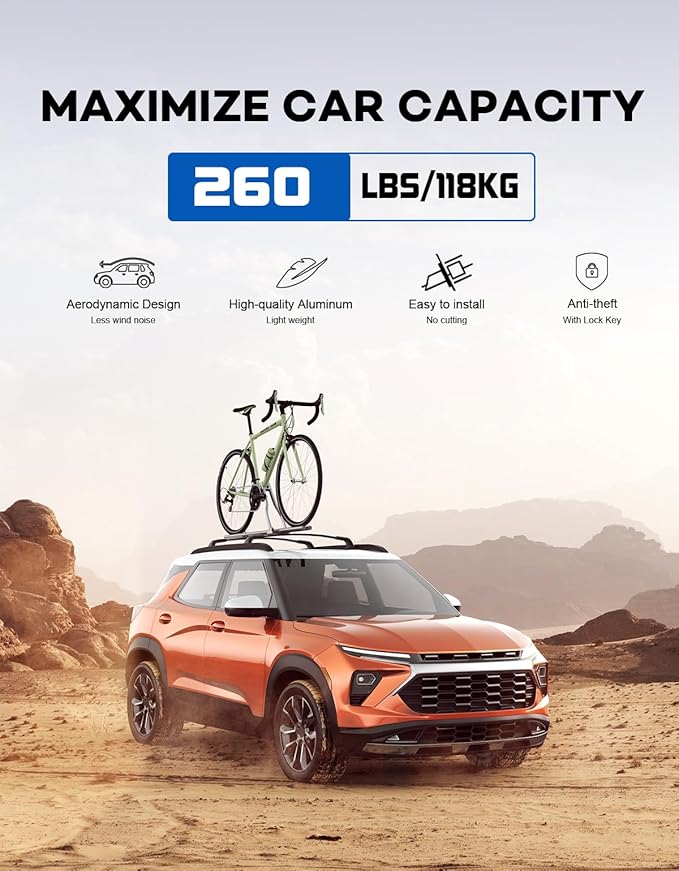 Lockable Roof Rack Cross Bars 260lbs Compatible with Chevy Chevrolet Trailblazer 2021 2022 2023 2024 2025 2026 L LT ACTIV RS, All Aluminum Heavy Duty Roof Rails Crossbars Cargo