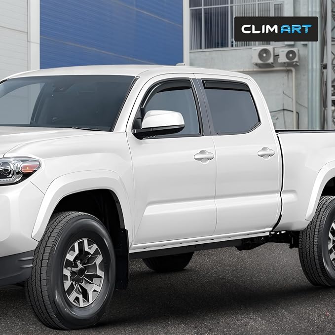 CLIM ART in-Channel Incredibly Durable Rain Guards for Toyota Tacoma 2016-2023 Double Cab, Truck Accessories, Vent Window Visors, Vent Deflector, Original Window Deflectors, 4 pcs - 616173