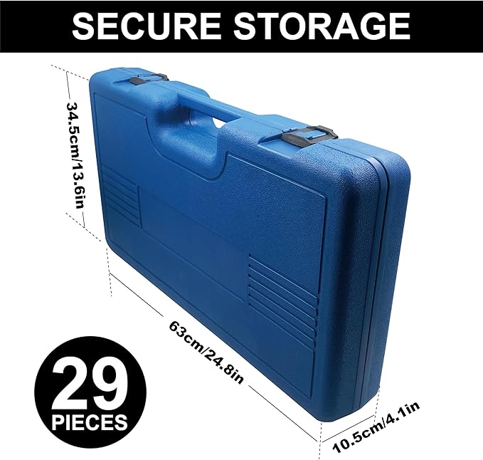 MacWork 29 Pieces 3/4" Drive Impact Socket Set, Standard, SAE 3/4" to 2-1/2", CR-V Alloy Steel, 6-Point Hex Radius Corner Design