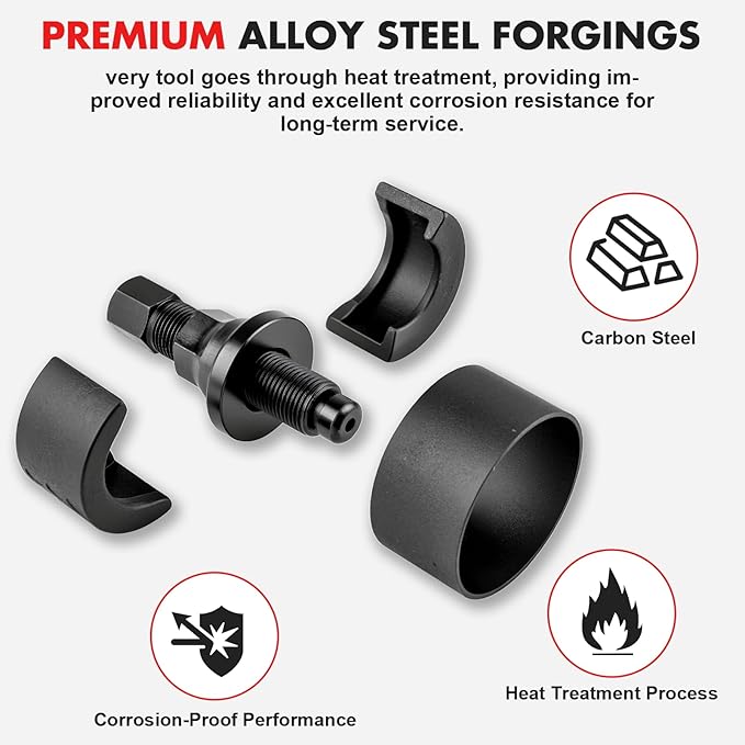 Pulley Puller Installer Kit, Power Steering Pump Pulley Removal Tool for Multi-Vehicle, Fits F/or/d, G/M, V/W and Ch/RYS/ler, Works with Steering Wheel Puller Kit for Power Steering Tasks