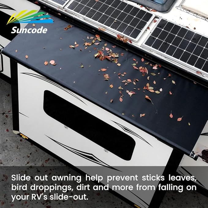 Suncode Slide Topper Awning Black RV Slide Out Awning Slide Out Protection Modular Designed for RVs,Travel Trailers,5th Wheels,and Motorhomes 10'1"(9'7"Fabric)