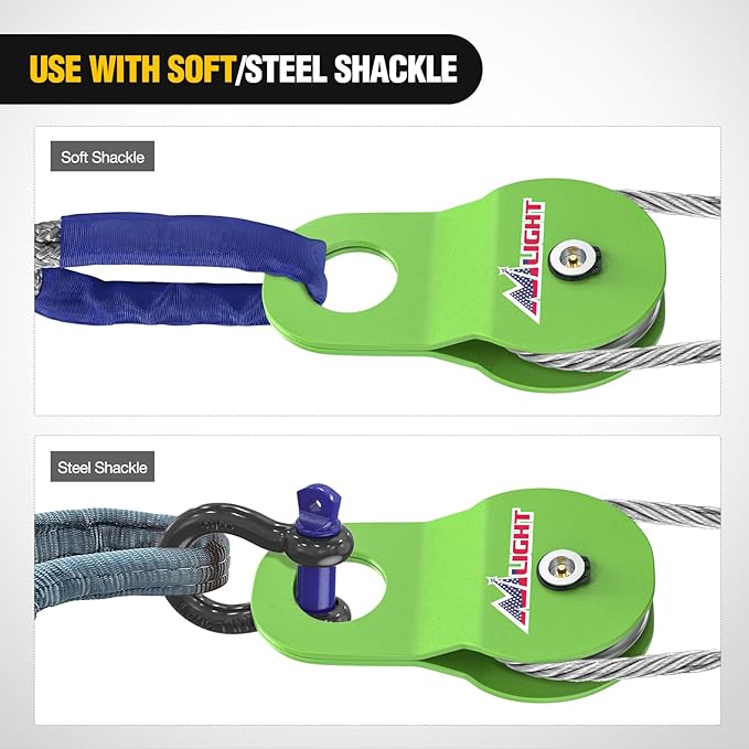 Nilight 8 Ton Winch Snatch Block Towing Pulley Blocks 17,000 LBS Capacity (Green), Winch Hook Accessories, Heavy Duty Offroad Recovery Accessory for Truck, Tractor, ATV & UTV