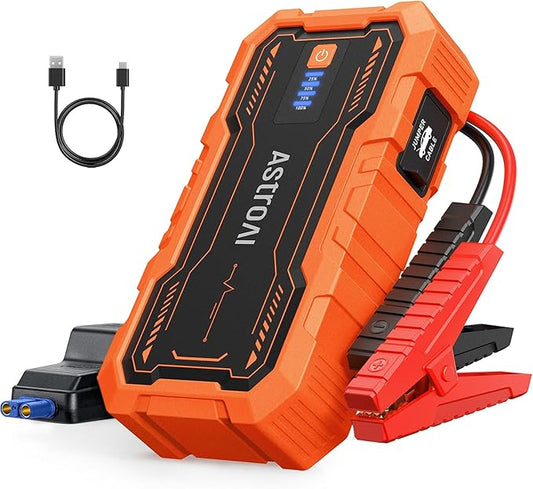 AstroAI S8 Pro Car Battery Jump Starter, 3000A Peak Jump Starter Battery Pack for Up to 9.0L Gas & 7.0L Diesel Engines, 12V Portable Jumper Box with 3 Modes Flashlight and Jumper Cables，Orange