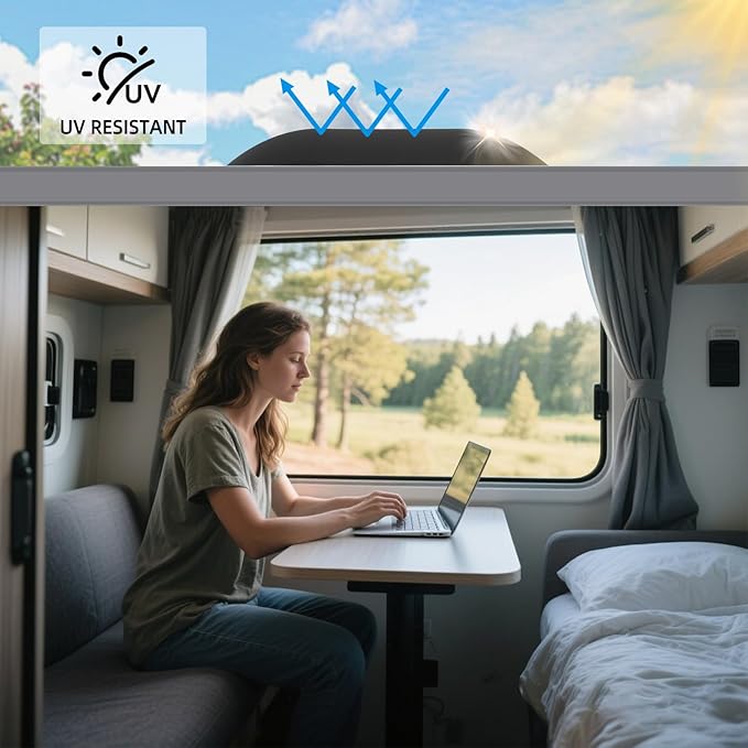 XMK 18" x 34" RV Skylight Replacement Fit 14" x 30" Skylights Openings, Camper RV Shower Skylight Cover Outer Dome for Campers Trailer Fifth Wheel Food Truck Motorhome, Impact Resistant (Black)