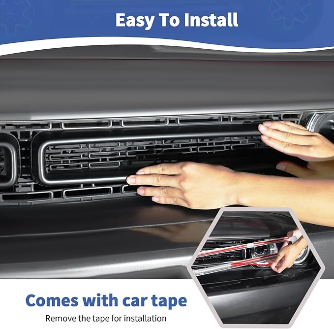 for Challenger Grille Insets Trim Cover Fit for Dodge Challenger 2015-2023 Matt Black Exterior Accessories 2pcs