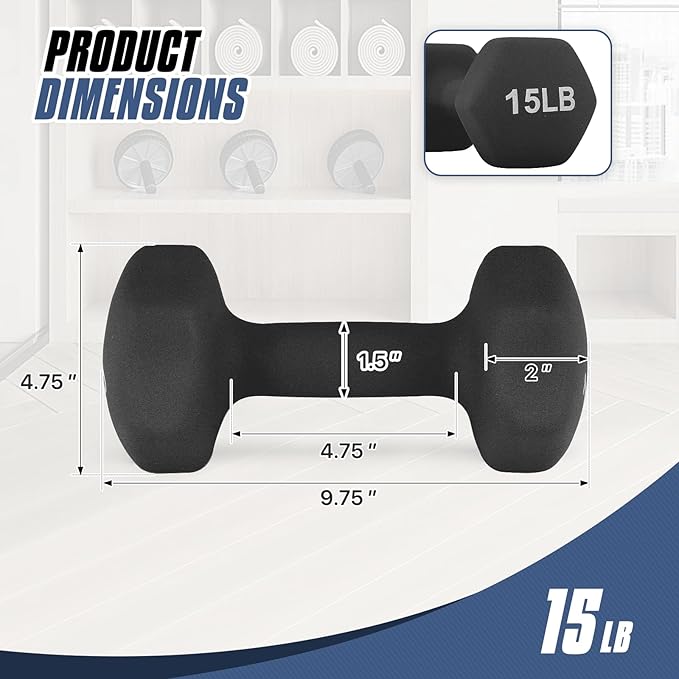 MADOG Dumbbell Set, Anti-Slip Neoprene Coated Hexagon Hand Weights for Home Gym Equipment Workouts Strength Training