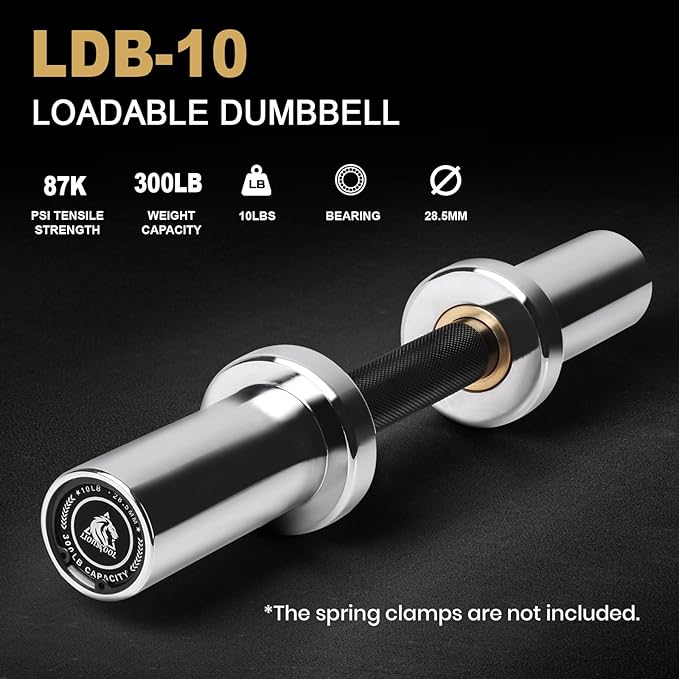 LIONSCOOL 16"/20” Loadable Dumbbells Pairs in Commercial Grade, Heavy Duty Olympic Dumbbell Bar/Handle for Strength Training, Compatible with 2’’ Standard Plates