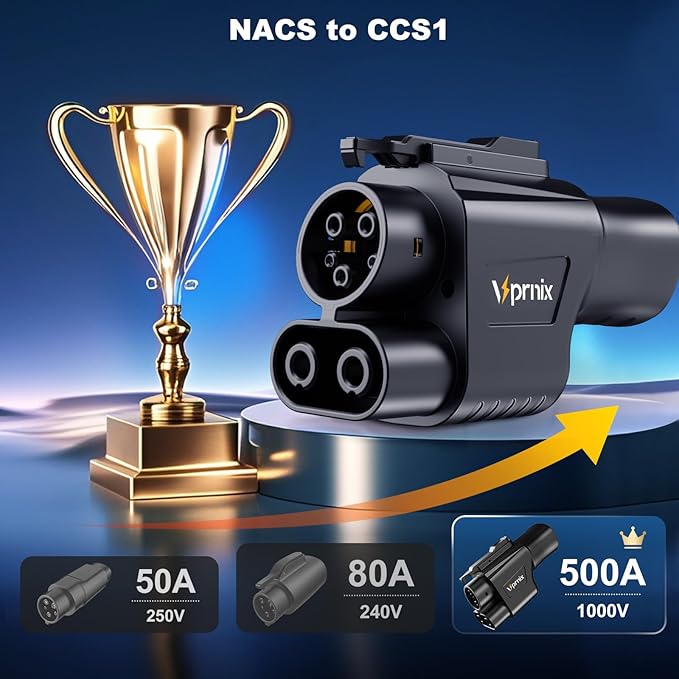 Tesla Charger Supercharger Adapter, NACS to CCS Adapter [Max 500A,1000V] Suitable for Charging Ford, Mustang, GM, Rivian, Volvo and Polestar Electric Vehicles at Tesla Supercharger (NACS to CCS)