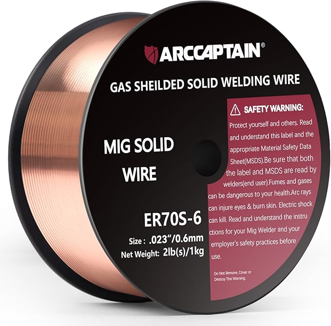 ARCCAPTAIN MIG Welding Wire, MIG Wire ER70S-6 2Lbs Gas Solid Carbon Steel Low Splatter MIG Welding Wire Compatible With Lincoln Miller Forney Harbor Welder 1KG (0.023" 2Lb)