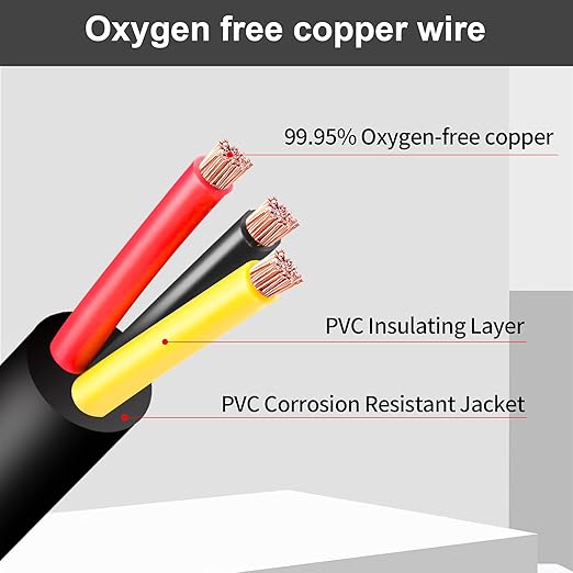 14 Gauge Wire 3 Conductor,14 AWG Electrical Wire Stranded PVC Cord Oxygen-Free Copper Cable,26FT 3 Core Pure Copper Flexible Cable Wire for LED Lamp Lighting Strips Automotive (14AWG-3C, 26FT)…