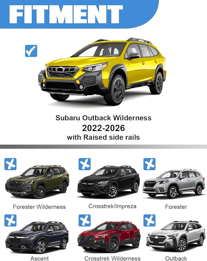 FengYu 330lbs Roof Rack Cross Bars Compatible with Subaru Outback Wilderness 2022-2026 (Only Fit Wilderness), Heavy Duty All-Metal Lockable Aluminum Roof Rails Crossbars Rooftop Cargo Bars