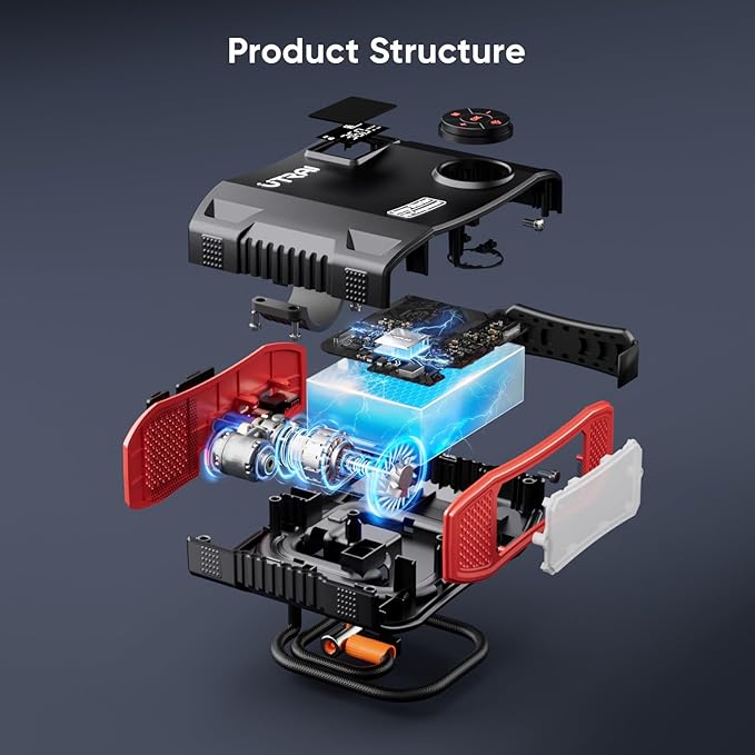 UTRAI Jump Starter with Air Compressor, 6000A 27000mAh Car Starter Jump Box with 150PSI Tire Inflator, Portable Jump Pack (All Gas/10L Diesel), DC160W, QC3.0 Jumper Cables, 1600LM Light