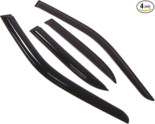 TuningPros Outside Mount Window Vent Visors Rain Guards Compatible with Buick Rendezvous 2002-2007 | Side Window Wind Deflectors Rain Shields | Smoke Tinted, 4 Pcs Set, DGWV-019
