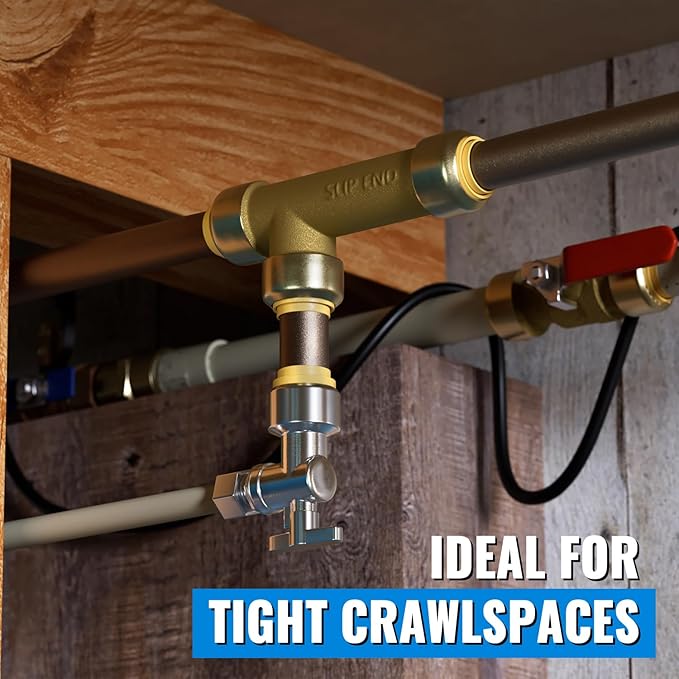 10-Pack 1/2 Inch Shut Off Valve, SUNGATOR Pushfit 1/2 x 3/8 Inch Angle Stop Valve, No Lead Brass Faucet Shutoff, Push-to-connect Plumbing Fittings for Pex Pipe, Copper, CPVC, with 1 Disconnect Tool