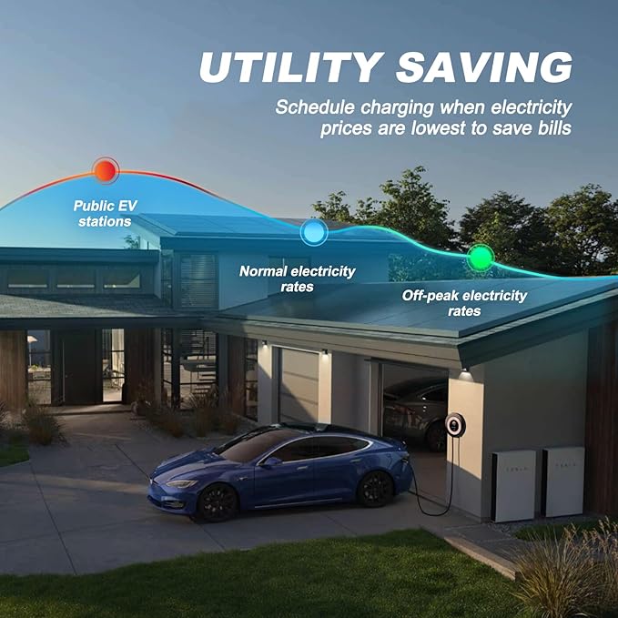 Level 2 EV Charger, 11.5KW /50A Fast Wall Home Charging Station, 27.3ft Charging Cable with Smart App (WiFi), 240V EV Charger with NEMA 14-50, EVSE J1172 Connector for Electric Car EC51B