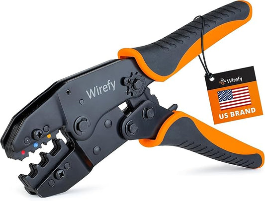Wirefy Wire Crimping Tool for Insulated Connectors 22-10 AWG | Ratcheting Wire Crimper Tool | Crimp Pliers for Electrical Robust Terminal Crimper Connections
