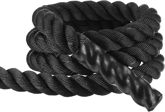 MECCANIXITY Battle Rope 10ft x 2 Inch Polyester Workout Rope Heavy Fitness Exercise Rope for Strength Training Home Gym Muscle Building, Black