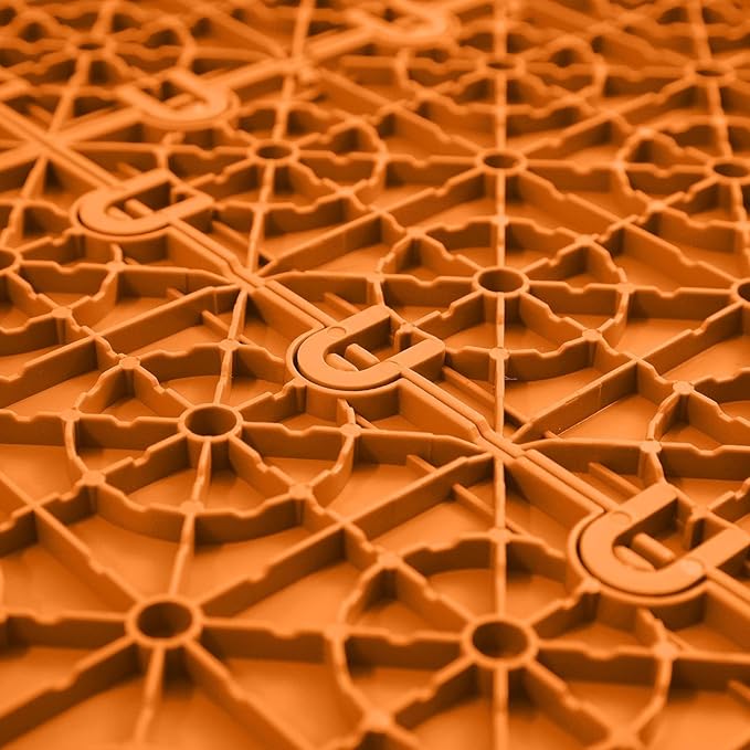 FlooringInc's Nitro 12"x12" Snap-Together Garage Flooring Tiles, Non-Slip Interlocking Plastic Floor Mat, Coin Pattern, Harley Orange, 24 Tiles, 24 Sq/Ft