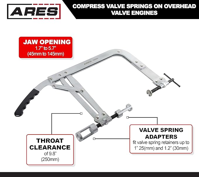 ARES 15079 - Large Valve Spring Compressor - Compresses Valve Springs on Overhead Valve Engines - Direct Action Compressor Lever Gives Better Visibility During Valve Spring Compression