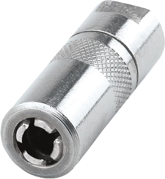 LUMAX LX-1400 Silver 1/8" NPT Standard Grease Coupler for Grease Guns, with Four Hardened Steel Jaws for Durability