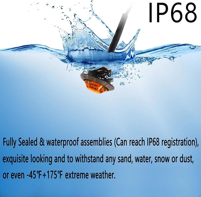 KEING Mini Small Round 3/4 Inch 12V Amber LED Button Clearance Lamp Universal Side Marker Indicator Lights Waterproof Marine Truck Trailer Bus ATV RV Lorry Van Caravan