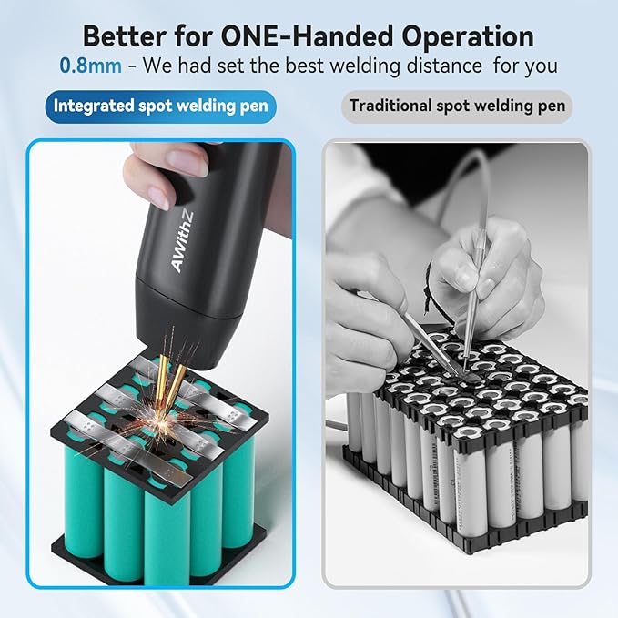 Battery Spot Welder, 11 Gear Adjustable Double-ended Replaceable Pen Tip Spot Welder, Automatic and Manual Modes, Welding Plated Nickel Sheets for DIY 18650 Battery