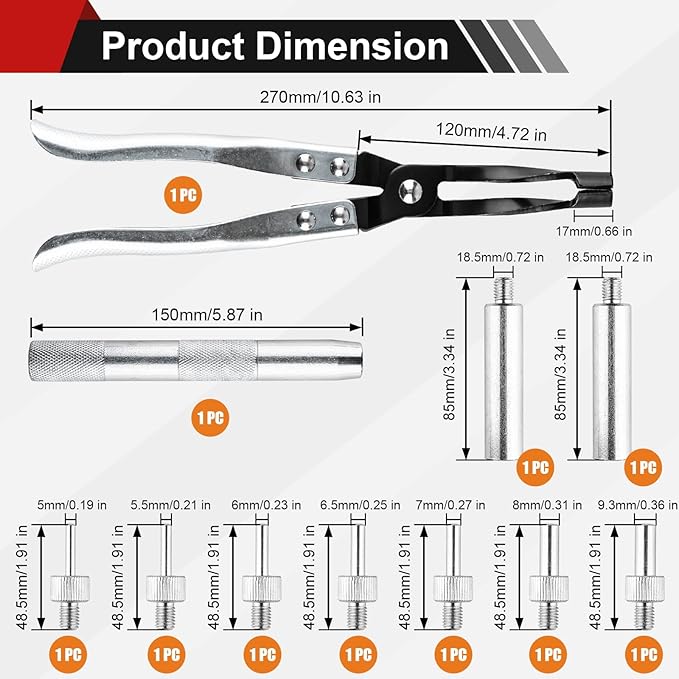 11PCS Valve Seal Removal Tool Disassembly Pliers, Equipped with a Variety of Socket Sizes, Fits Most Engine Valves