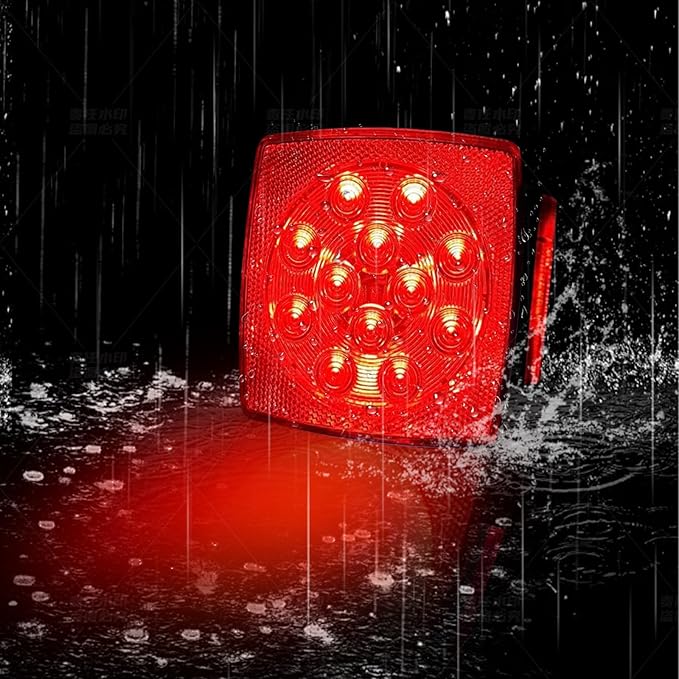 LED Red Tail Trailer Light kit, Wiring Harness 12V Waterproof Submersible Side Marker Stop Brake Turn Signal Reverse For Bus Lorry Camper Boat Truck RV Pickup Golf Cart Motorcycle(Light kit)