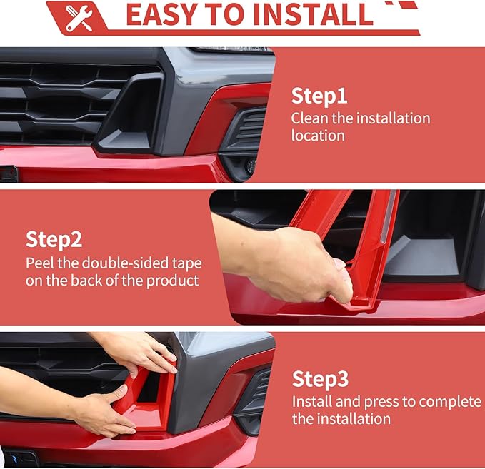 Front Side Bumper Grille Air Outlet Cover fit for Chevy Colorado 2024+ Front Grill Vent Insert Cover Exterior Accessories,Red