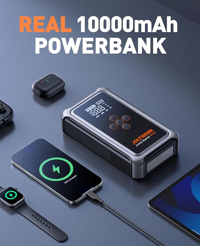 Jump Starter with Air Compressor, 5000A Portable Car Battery Jumper Starter(ALL Gas/10L Diesel) with 150PSI Auto-Shutoff Tire Inflator, 12V Supersafe Lithium Jump Box for Car battery Portable